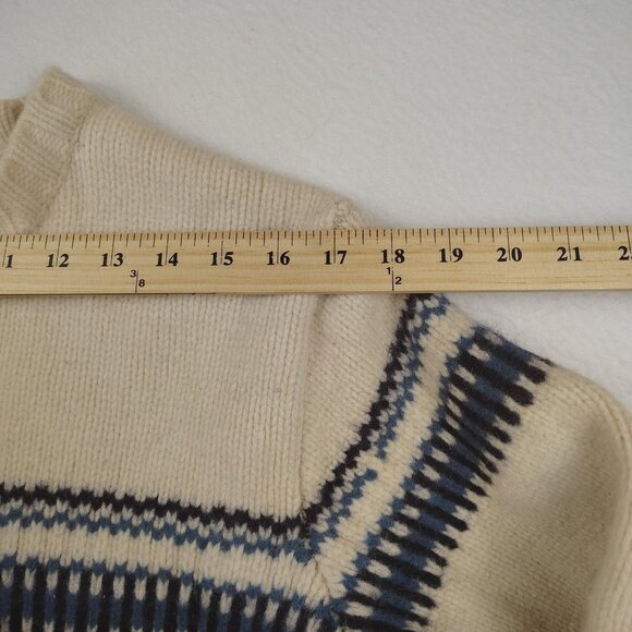 VTG American Eagle Lambswool Sweater Mens M/L/XL Cream Fair Isle Crewneck - Picture 7 of 8